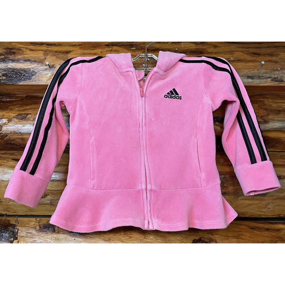 Adidas Pink Zippered Jacket With Hood Girls Size 2T‎